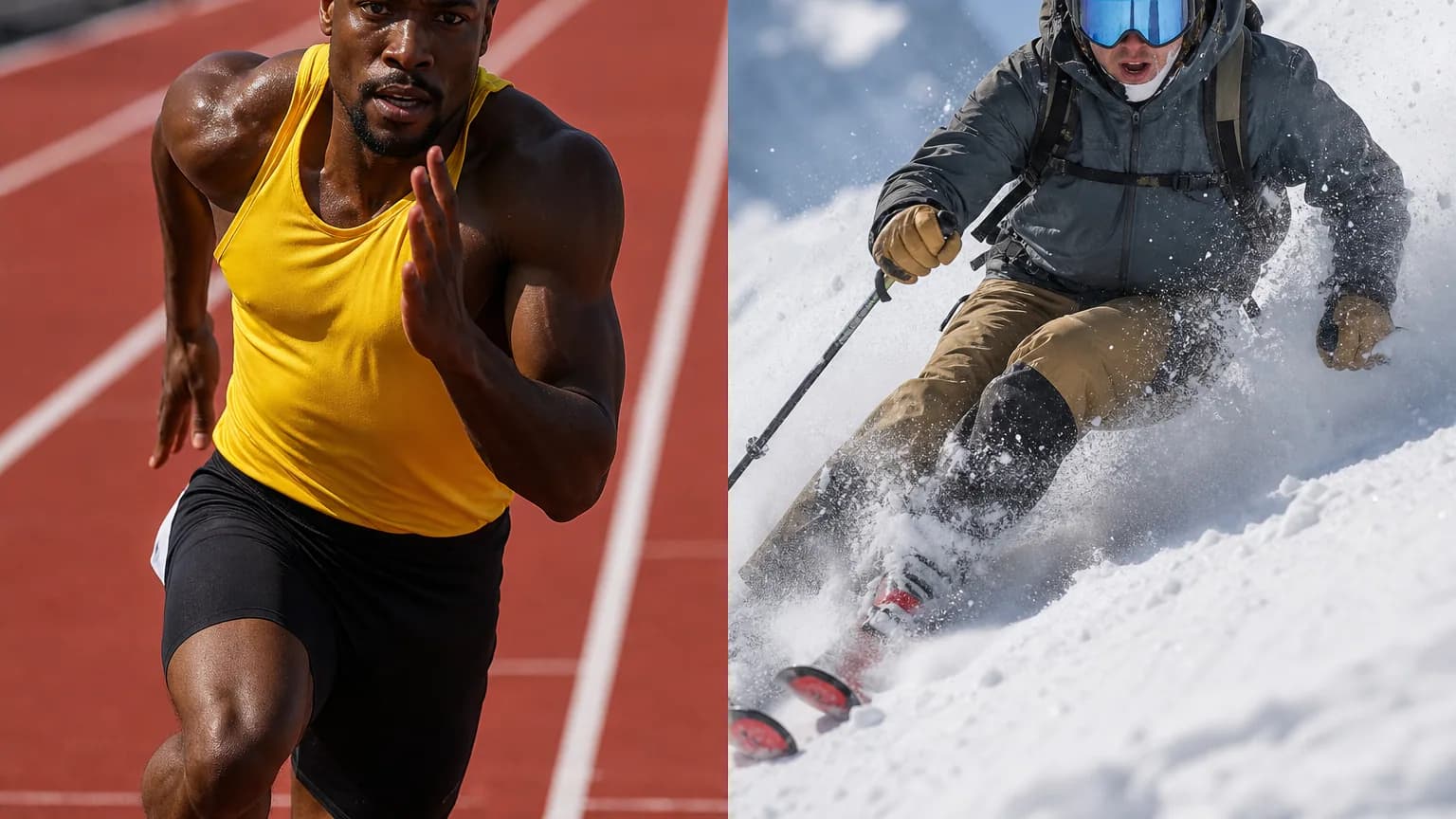 Comparaison entre un athlète d'athlétisme estival et un skieur lors des Jeux olympiques d'hiver
