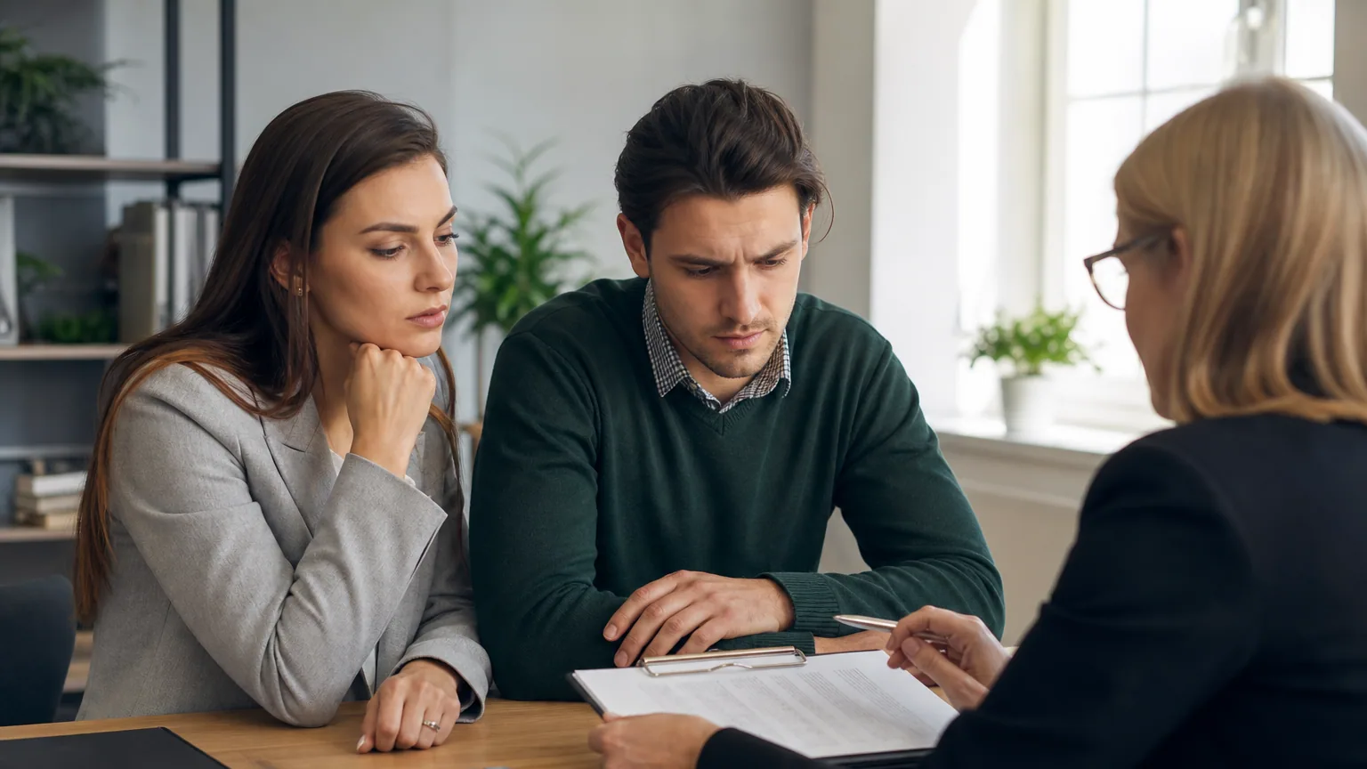 Un couple consulte un notaire pour calculer les frais d'achat de leur logement