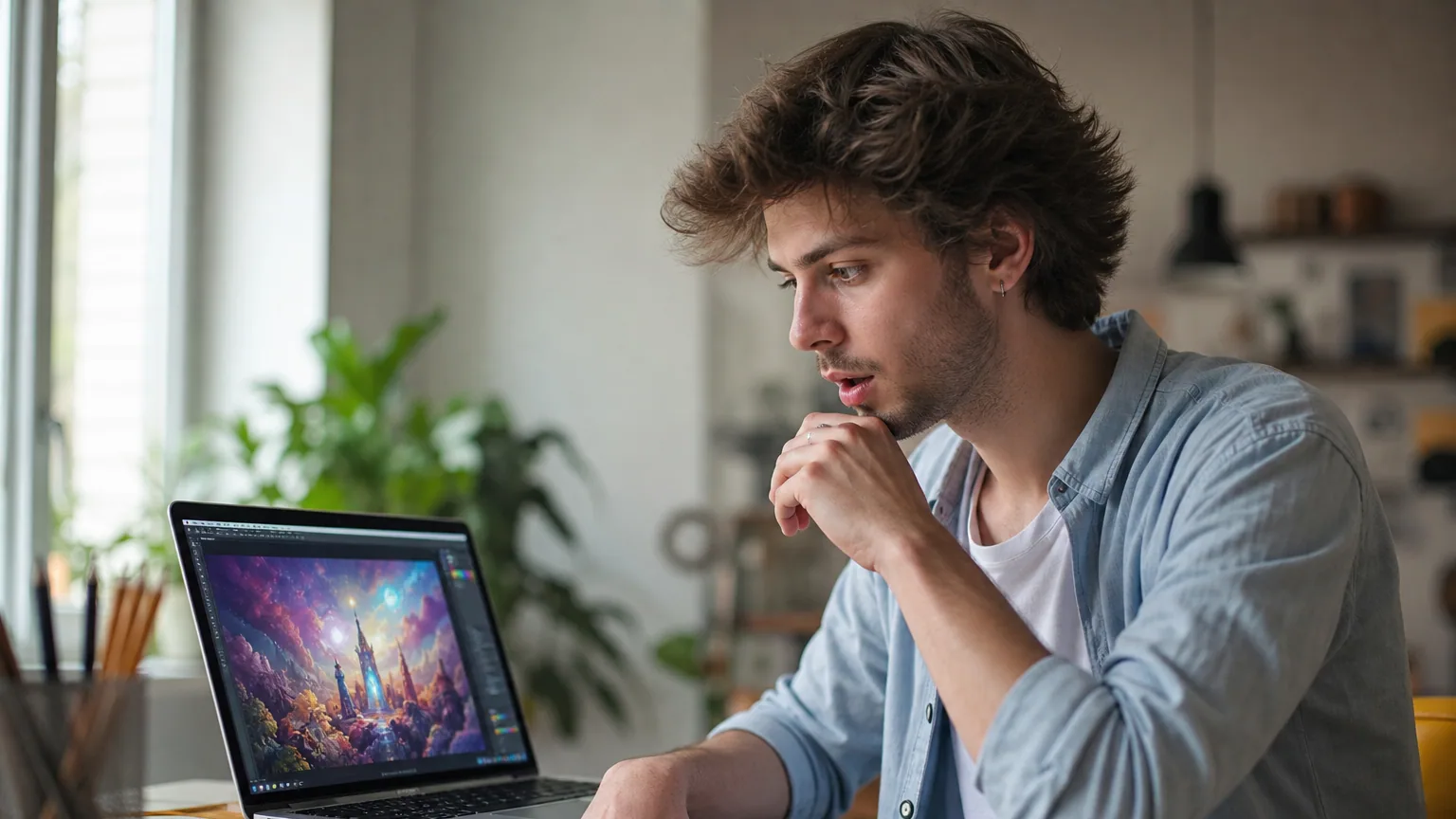Une graphiste découvre des images générées par intelligence artificielle sur son ordinateur portable