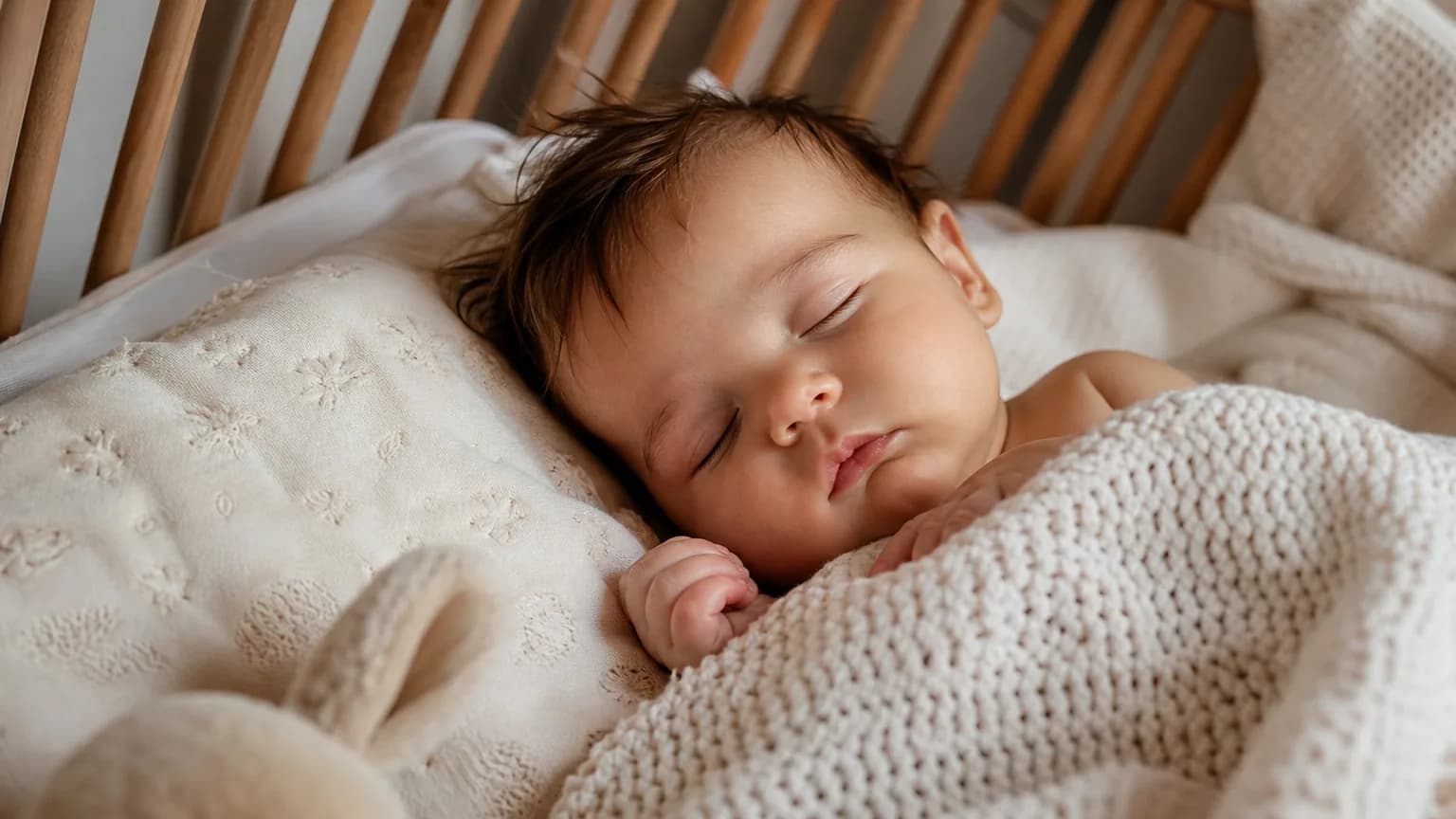 Bébé endormi paisiblement dans son lit