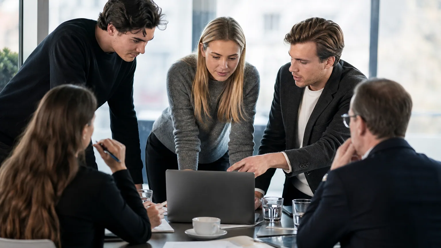 Des fondateurs de startup présentent leur projet à des investisseurs autour d'une table de réunion