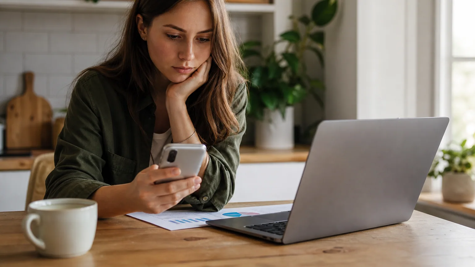 Une personne compare des plateformes crypto sur son smartphone et son ordinateur portable