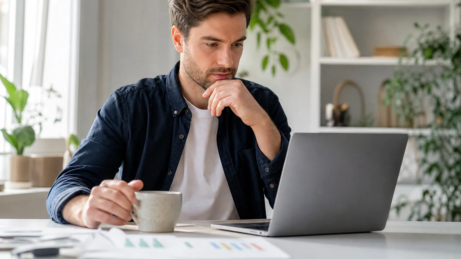 Personne consultant l'évolution de ses placements sur un ordinateur portable
